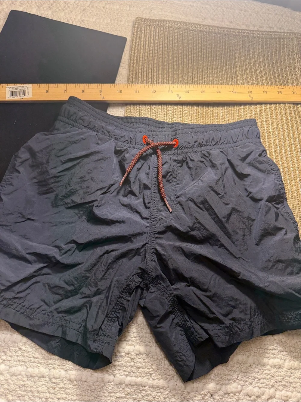 Sundek Boys Youth Size 10 Navy Swim Trunks Rainbow Stripe Board Shorts Beach